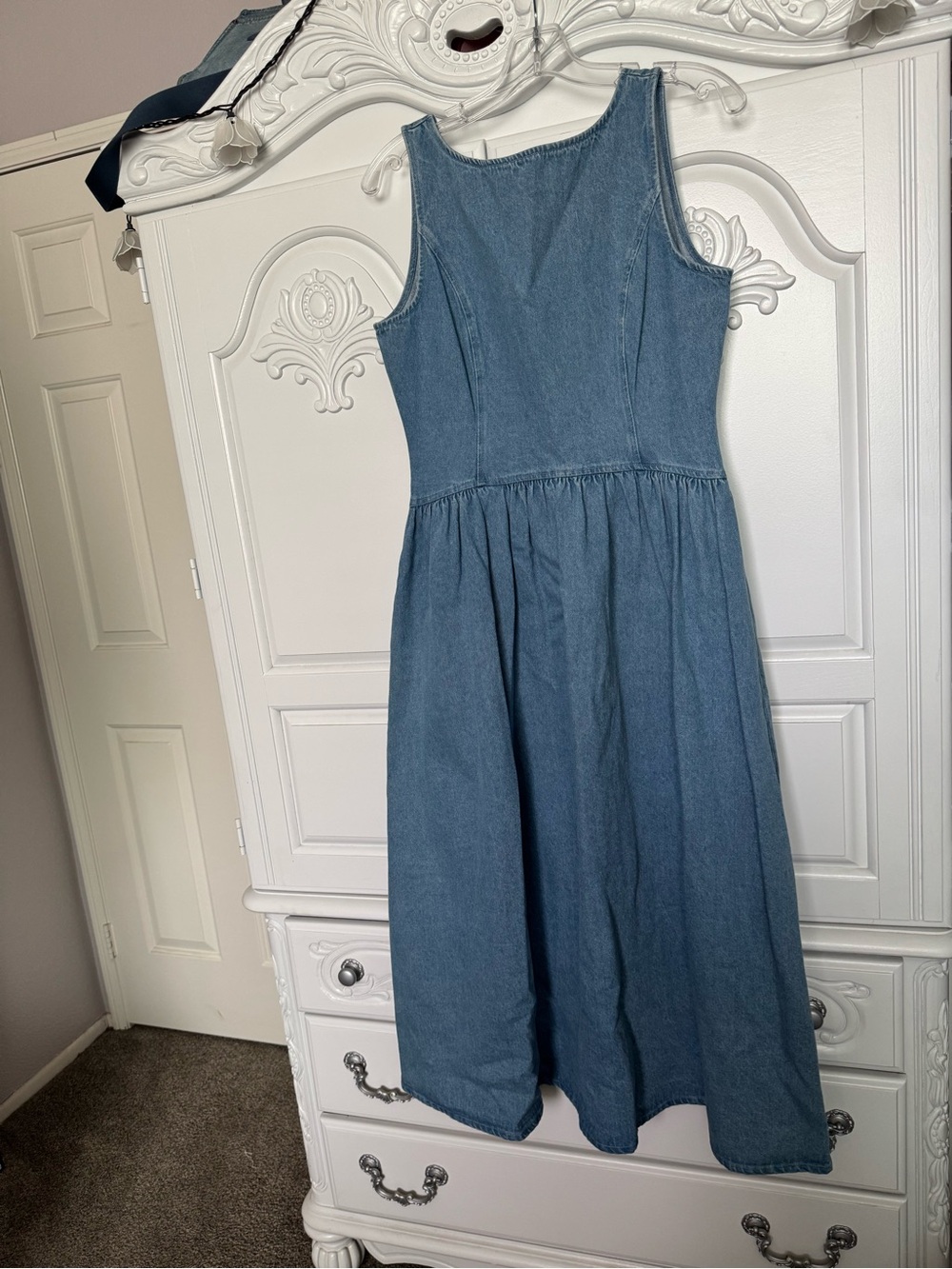 Wayf Denim Midi Dress in Blue